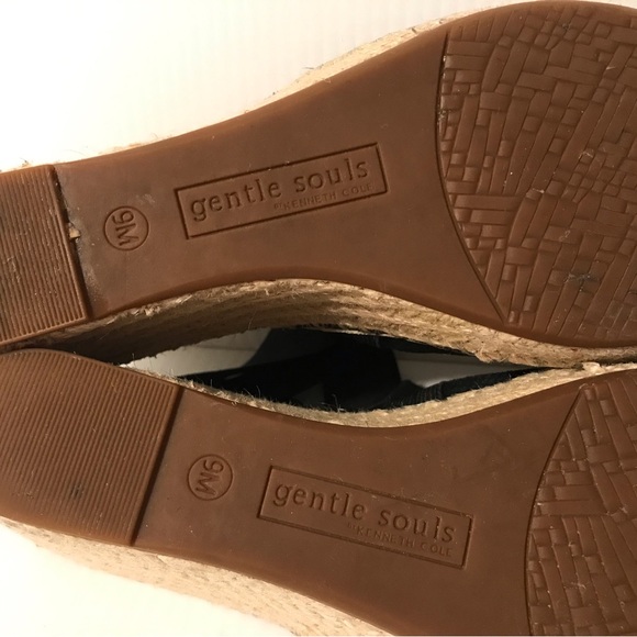 Gentle Souls Colleen wedge sandals black ankle strap leather women size 9 M - Picture 8 of 11